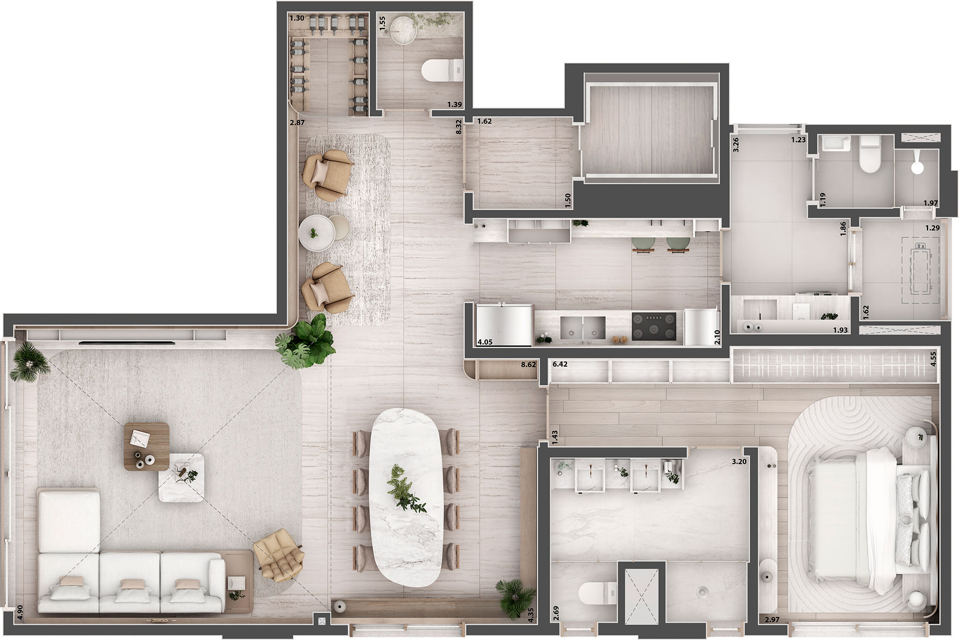 Planta 121 m²