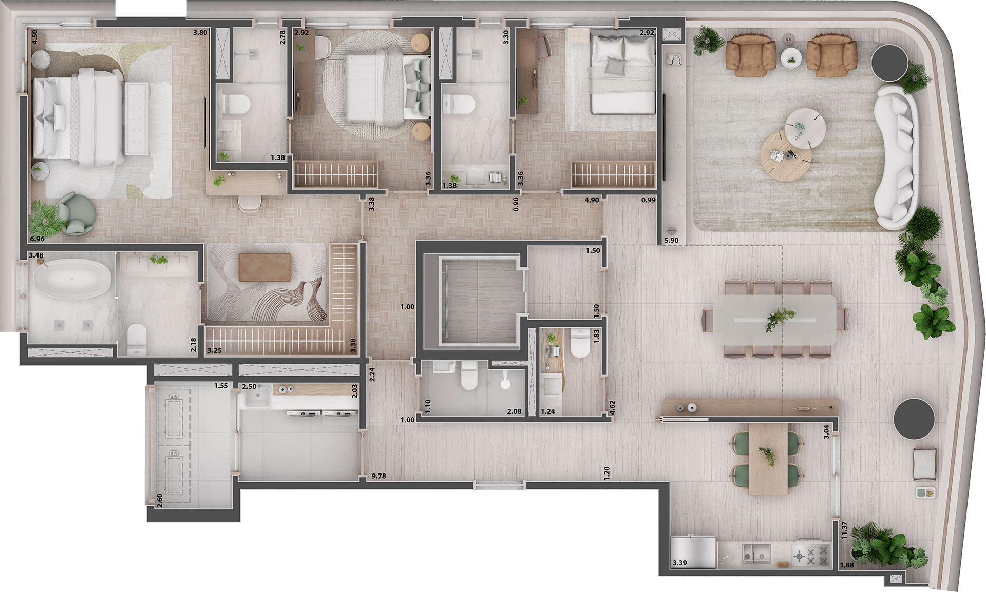 Planta 192 m²